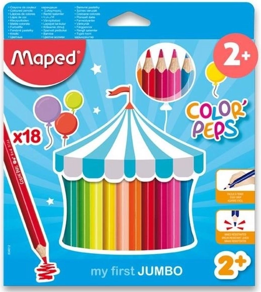 Lápices de colores triangulares Jumbo Color'Peps de Maped, 18 uds.