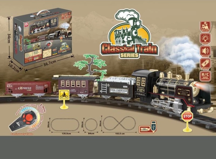 Circuito de tren eléctrico de 215 cm LOCO TOYS