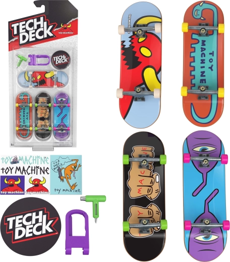 Set Tech Deck de 4 mini fingerboards Toy Machine - 4 unidades