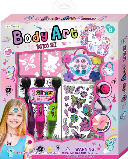 Set creativo de body art y tatuajes temporales para niños