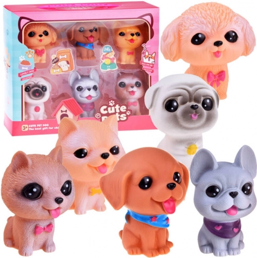 Set de figuras de goma de cachorros 6 unidades