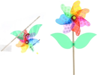 Molinillo de viento con forma de flor en varilla de plástico