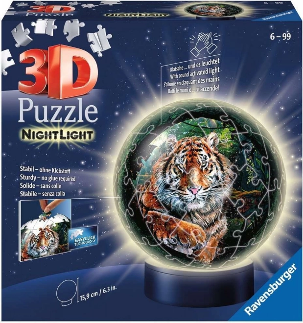 Ravensburger Puzzleball 3D Luminoso Tigre 72 Piezas