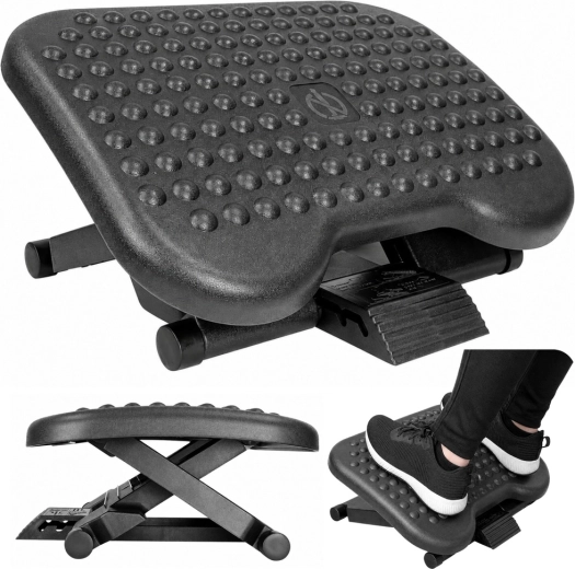 Reposapiés ergonómico para debajo del escritorio con relieves, ajustable en 3 niveles