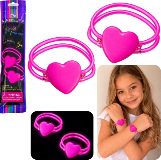 Pulseras luminosas dobles corazón neon glow stick – set