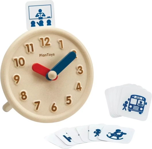 Reloj educativo de madera PlanToys con tarjetas de actividades