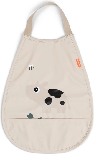 Babero de poner por la cabeza Done by Deer Tiny farm, color arena