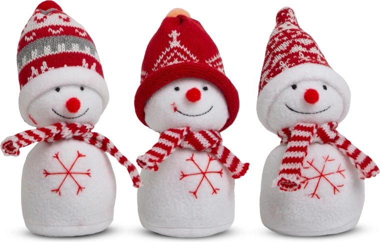 Decoración textil navideña de muñeco de nieve de 20 cm - 1 unidad