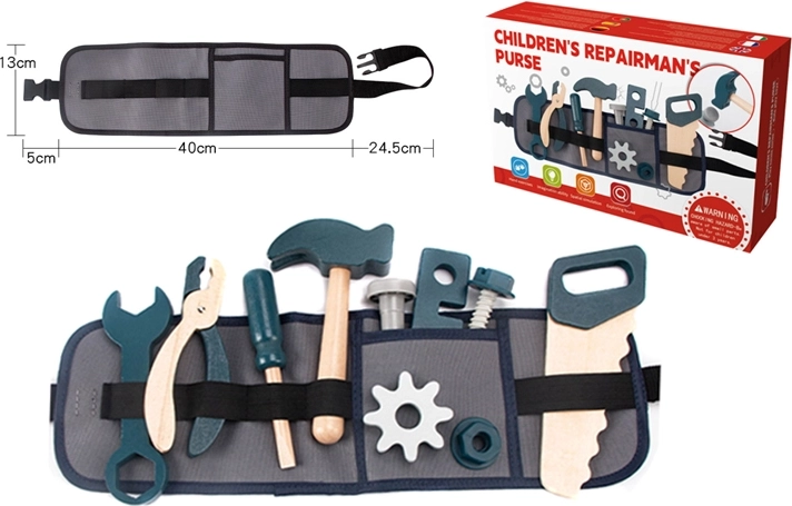 Set de herramientas de madera con cinturón ajustable para niños