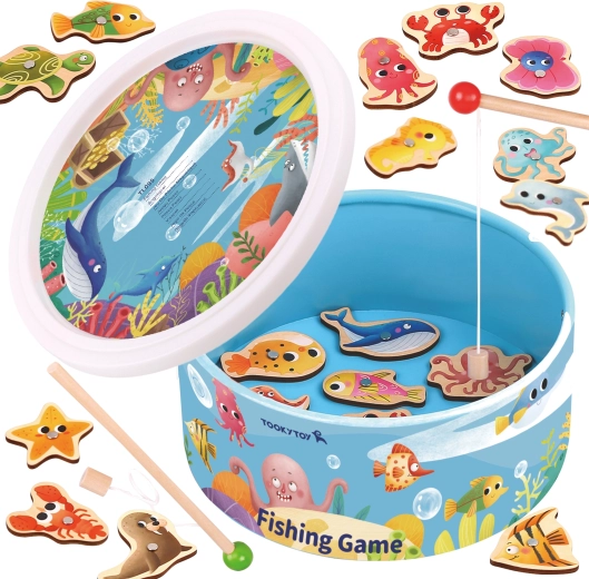 Tooky Toy juego magnético de pesca – set de madera