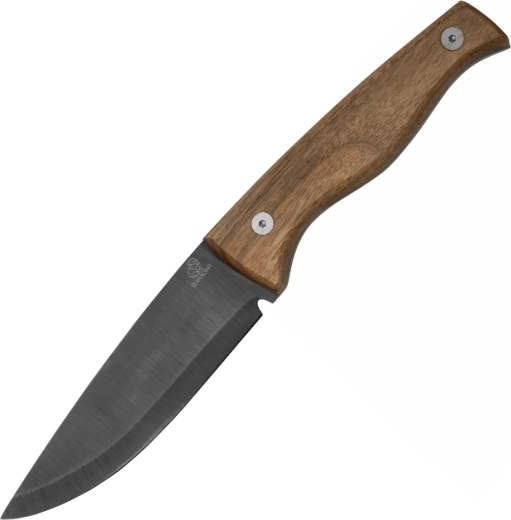 BeaverCraft BSH3 cuchillo bushcraft con hoja pavonada de acero al carbono, mango de nogal y funda de cuero