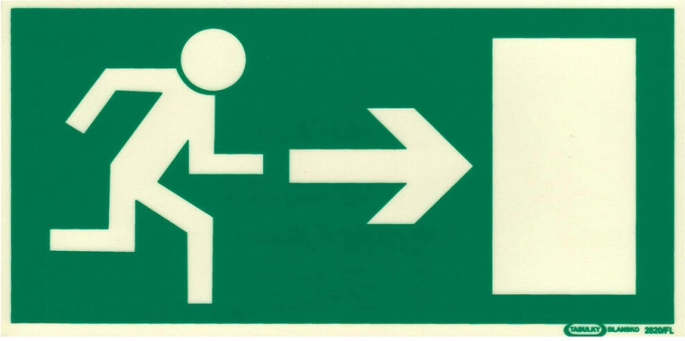 Señal de seguridad Salida de emergencia a la derecha fotoluminiscente 210 × 105 mm