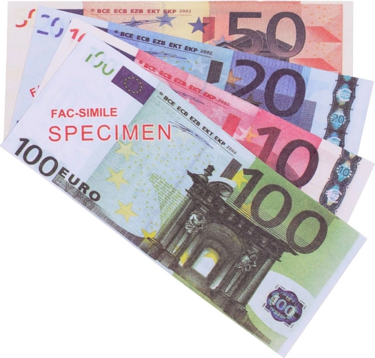 Billetes de euro para jugar a las tiendas