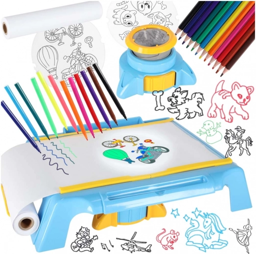 Proyector infantil con mesa de dibujo – azul