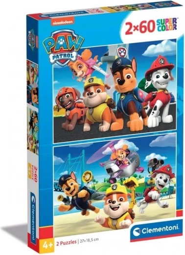 puzle 2 × 60 piezas Paw Patrol Super Color