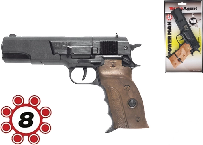 Pistola de pistones Power Man 22 cm para pistones de 8 disparos
