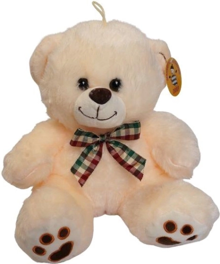 Osito de peluche crema con lazo