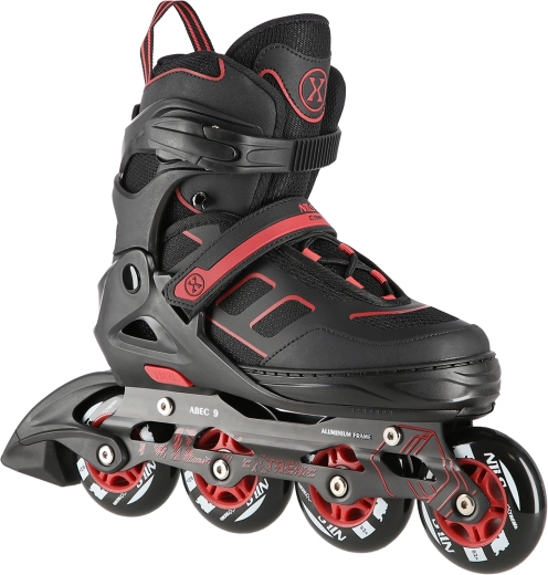 Patines en línea Nils Extreme negro‑rojo, talla ajustable