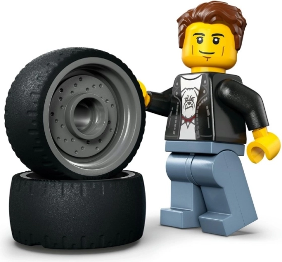 Minifigura de piloto y accesorios de carreras