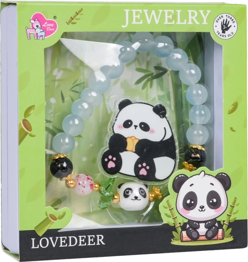 Set de joyas infantil Panda con pulsera azul