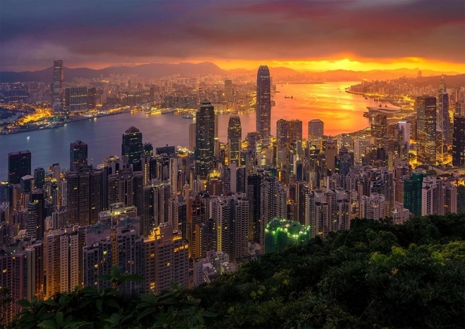 Puzzle Hong Kong al amanecer 1000 piezas
