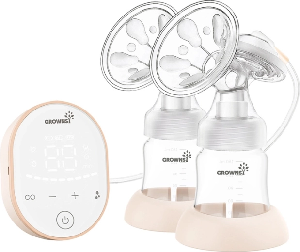 Extractor de leche materna eléctrico doble Grownsy – rosa