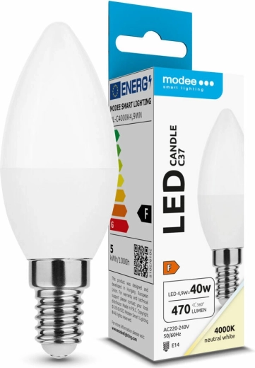 Bombilla LED Modee Candle C37 4,9 W E14, 470 lm, blanco neutro
