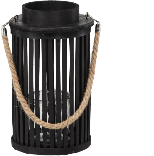 Farol de madera 30 × 20 cm negro