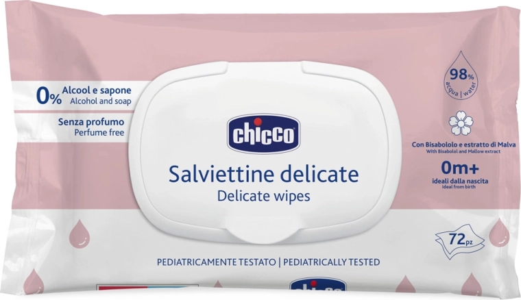 Toallitas húmedas infantiles Chicco Delicate con manzanilla 72 uds