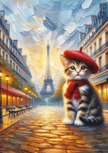 Puzzle Artista gatito en París 260 piezas