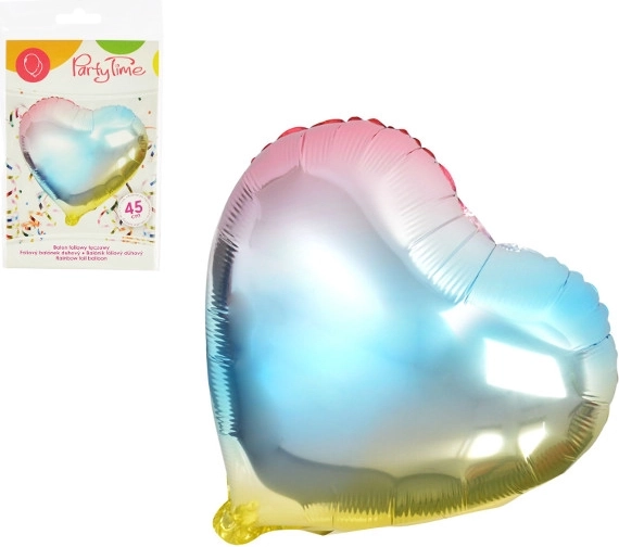 Globo de foil arcoíris en forma de corazón 45 cm