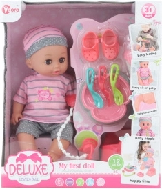 YARA mi primera muñeca – bebé con sonidos y función de pipí 28 cm con accesorios