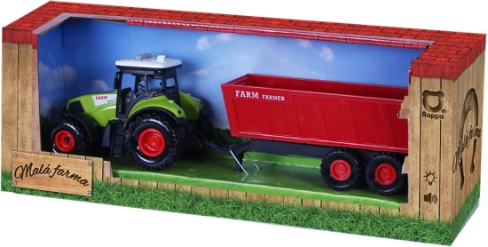 Tractor de plástico con sonido y luz con remolque rojo