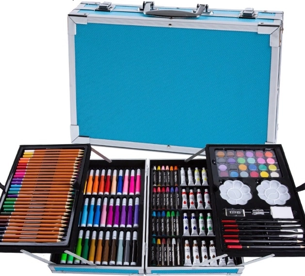 Set de materiales de arte en maletín de 145 piezas – Azul