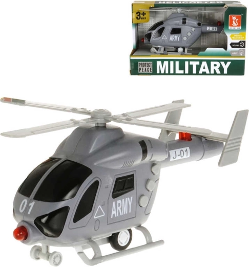 Helicóptero militar de plástico a pilas con luz y sonido - 1 unidad
