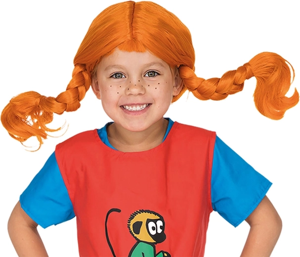 Peluca infantil de Pippi Calzaslargas con trenzas pelirrojas