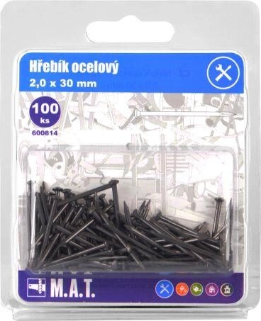 Clavos de acero 30 × 2,0 mm, 100 uds