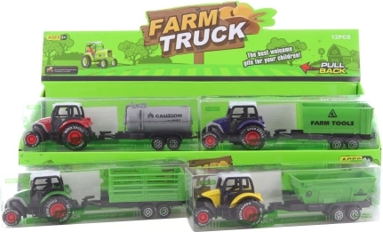 Tractor metálico con retroceso con remolque de plástico