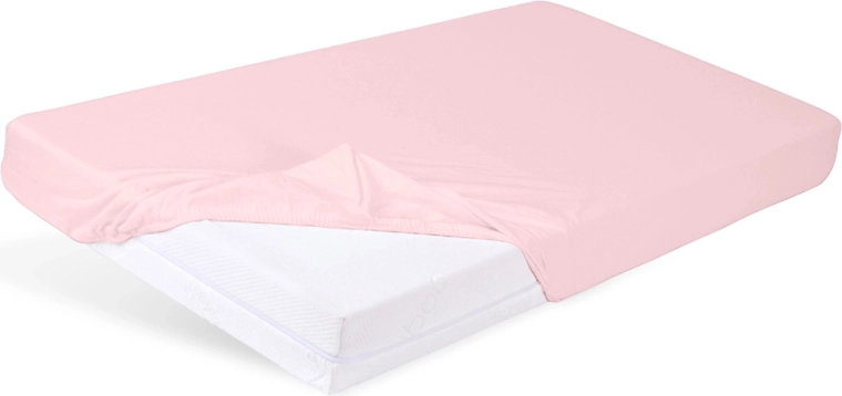 Sábana bajera de jersey Babymatex para cuna 60 × 120 cm ecru (marfil) – rosa viejo