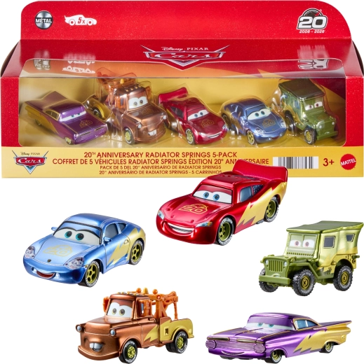 Mattel Disney Pixar Cars: set coleccionable conmemorativo de 5 coches metálicos por el 20.º aniversario