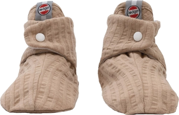Patucos de algodón Lodger Slipper Seersucker beige 0–3 meses
