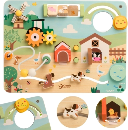 Classic World tablero manipulativo de madera Granja