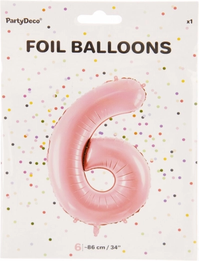 Globo de foil número 6 rosa 86 cm