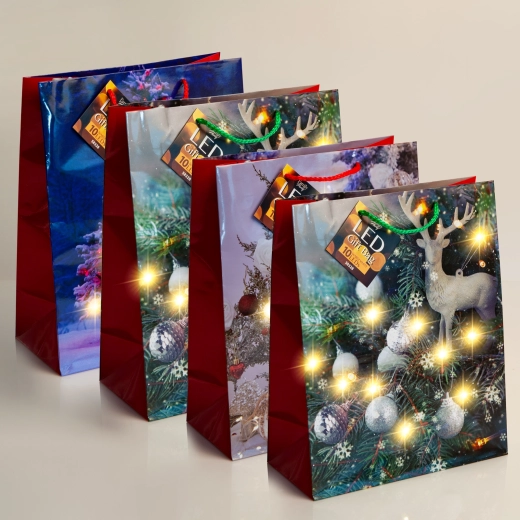 Bolsa de regalo LED con iluminación blanca cálida - 1 unidad