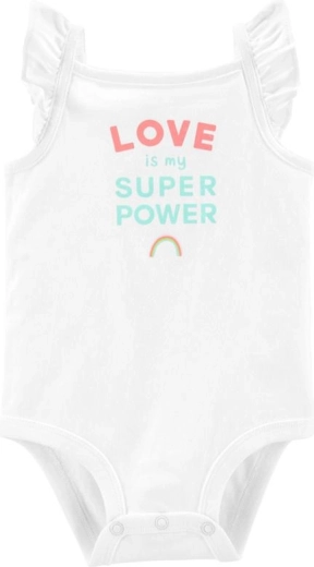 Body de tirantes para niña Carter's blanco, talla 92 (24 meses)