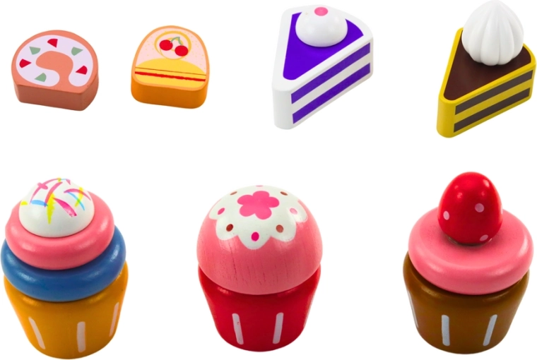 Variado set de postres de madera