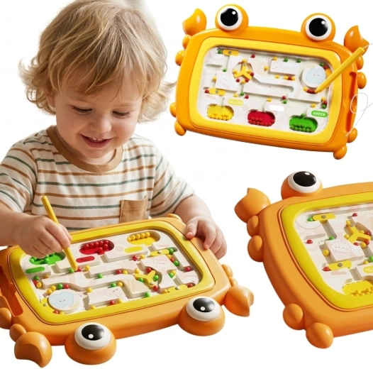 Tablero magnético Montessori de laberinto con forma de cangrejo naranja Woopie