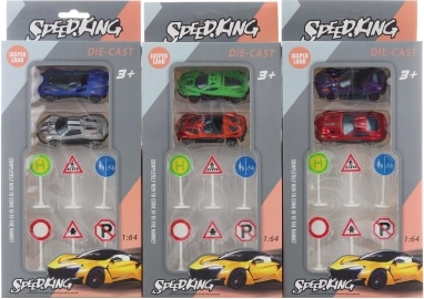 Set de coches metálicos con señales