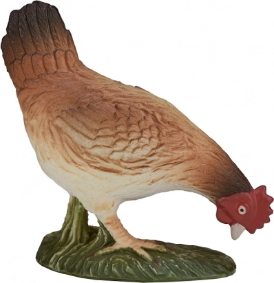 Figura realista de una gallina comiendo