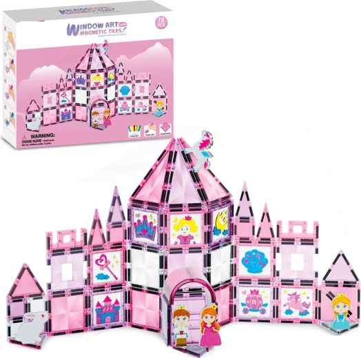 Juego de construcción magnético Castillo para princesas con dibujo, 78 piezas